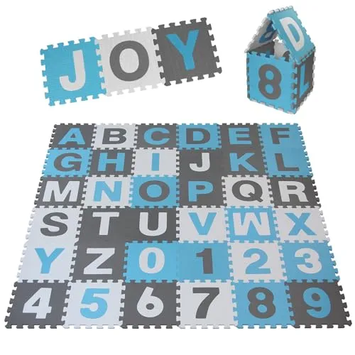 ALPIDEX Kinder Puzzlematten 86-teilig | Buchstaben & Zahlen | Spielteppich für kreative Lernspiele - Vielfältiger Spielteppich aus robustem EVA-Schaumstoff, ideal für drinnen und draußen. Fördert spielerisch die Feinmotorik und Kreativität der Kinder mit 36 Puzzleteilen in bunten Farben.