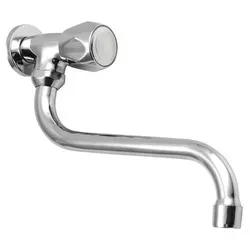 Wandventil 1/2'', schwenkbarer Auslauf, Chrom - Elegantes Wandventil aus Messing mit schwenkbarem Auslauf, ideal für kleine Waschbecken. Perfekt für den Einsatz im Gäste-WC, sorgt für flexiblen Wasserfluss und stilvolles Design.