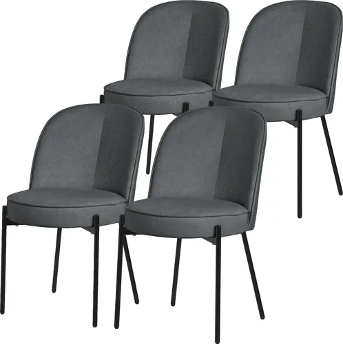 ML-Design Esszimmerstühle 4er Set Anthrazit Küchenstühle aus Polyester mit Metallbeinen Wohnzimmerstühl mit Rückenlehne Polsterstühle für Esszimmer