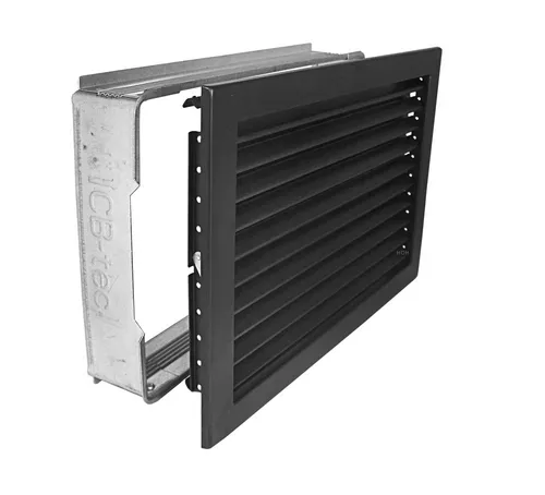 Kaltluftgitter KG 3523 S - Lüftungsgitter Schwarz 350 x 230mm - Abzüge, Gitter & Belüftungen - Robustes Stahlblech, pulverbeschichtet, mit Klemmfedern und feststehenden Lamellen für optimale Luftzirkulation.