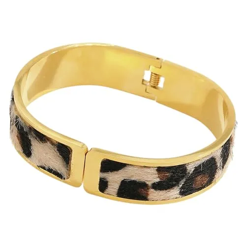 Karma NH11231066 Armreif Damen Leo 6 cm modernes Design 1,5 cm breit Modeschmuck modern elegant Geschenkidee Damenschmuck Damenarmreif Leopard Muster (1.5, Zentimeter)