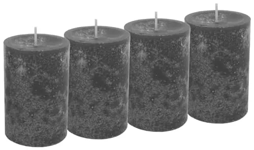 Unbekannt 4 Stumpenkerzen Kerzen Grau Anthrazit 6cm Adventskranz Weihnachten Tischdeko Deko