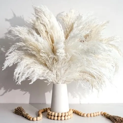 Weiß Pampasgras Deko – Ästhetische Vasen und Vintage Landhausstil Blumen für Wohnzimmer, Schlafzimmer & Badezimmer 20