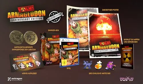 Worms Armageddon Anniversary Edition C.E. - PS5 [EU Version] - PC- & Videospiele, erlebe den nostalgischen Spaß von 1999 neu mit exklusiven Sammlerstücken und über 40 spannenden Missionen!