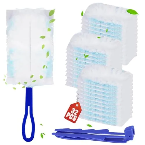 Stück Staubmagnet Nachfüllpack Tücher für Swiffer, Staubmagnet Duster Nachfüllpack mit 2 Handgriff Staubfänger Staubwedel für Tierhaare Gegen Staub Schmutz 30