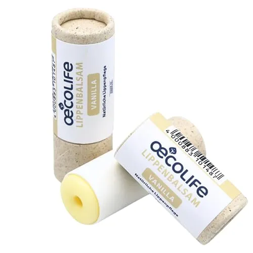 œcolife Lippenbalsam Vanilla 10g, Lippenstift mit Sheabutter, gegen trockene & rissige Lippen, Lippenpflegestift aus natürlichen Zutaten, vegan, ohne Palm & Mineralöl
