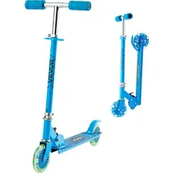 VEVOR Scooter (2 Räder) für Kinder ab 3 Jahren, Cityroller Kinderroller mit leuchtenden Rädern & höhenverstellbarem Lenker & rutschfestem Deck & faltbarem Rahmen, Tretroller bis zu 50 kg, Blau