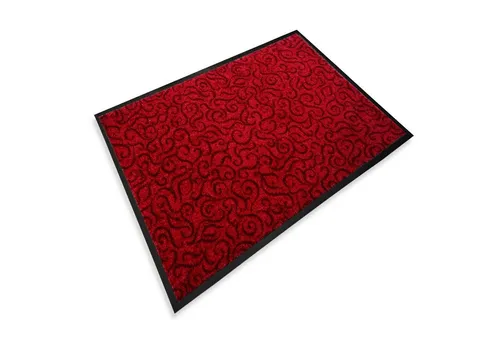 Karat Sauberlaufmatten Brasil Dunkelrot 90 x 150cm - Hochwertige Fußmatte mit rutschhemmendem PVC-Rücken, ideal für saubere Eingangsbereiche. Pflegeleicht und waschbar bei 30°C, perfekt für nasse und kalte Jahreszeiten.