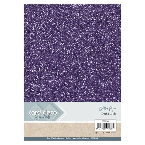 Glitzerpapier Dark Purple Dunkelviolett 6 Blatt 230g/m² Papier Karton A4 Basteln
