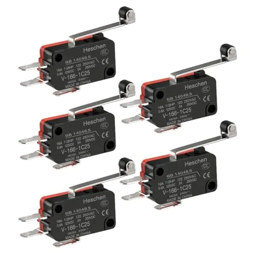 Heschen Mikroschalter, V-166-1C25, SPDT, langer Rollenhebel, 16A 250VAC, 5 Stück