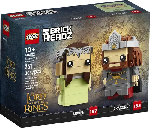 LEGO® BrickHeadz 40632 Aragorn™ und Arwen™ - LEGO BrickHeadz Set mit Aragorn und Arwen, 261 Teile, ideal für Fans der Herr der Ringe, kreative Bauherausforderung für Kinder ab 10 Jahren.