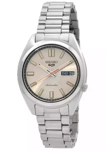 Seiko RELOGIO 5 SRPK91K1 - Automatische Herren-Armbanduhr - Armbanduhren für Herren mit 10 bar Wasserbeständigkeit, grauem Zifferblatt und robustem Edelstahlarmband – ideal für Sport und Alltag.