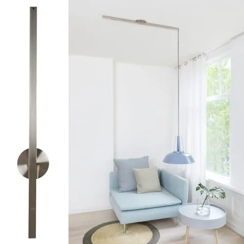 Lightswing® Single Aufhängesystem für Hängelampe - 90 cm Edelstahl - Innovatives Aufhängesystem für Pendelleuchten mit 80 cm Schiebebereich und 360° Drehung. Ideal für Esstische, Schlafzimmer oder Wohnzimmer. Leicht zu installieren und für Lampen bis 3,5 kg geeignet.