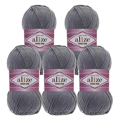100g Strickgarn Alize Cotton Gold Uni Klassikgarn Häkelgarn Strick-Wolle Farbwahl 5 x