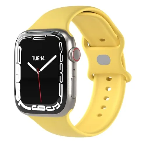 EAZY CASE Sport Armband für Apple Watch 38mm / 40mm / 41mm / 42mm verstellbares Silikon Ersatzarmband Sport Loop Band für Apple Watch Serie 11 10 9 8 7 6 5 4 3 2 1 SE für Damen Herren Gelb