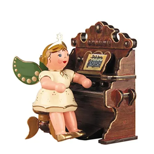 Hubrig Engel mit Harmonium 65cm Erzgebirge