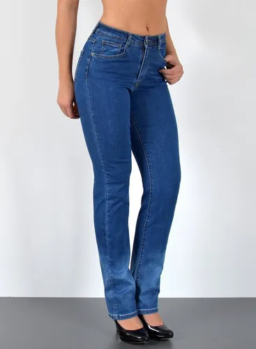 ESRA Damen Straight Fit Jeans High Waist bis Übergröße G5 - Modische Damen Straight Fit Jeans mit hohem Bund und geradem Bein für optimalen Tragekomfort. Ideal für den Alltag, erhältlich bis Größe 7XL in verschiedenen Waschungen und Farben.