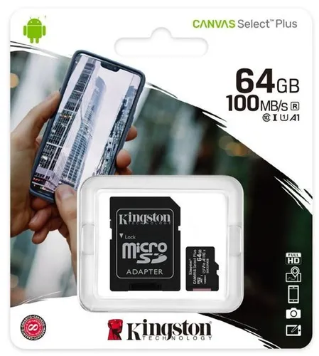Kingston 64GB Micro SD MicroSD Karte Speicherkarte Canvas Select mit Adapter