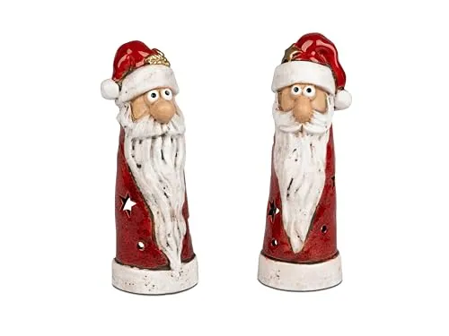 Windlicht 20cm aus Steinzeug matt + glänzend kombiniert, handgefertigt für Winter und Weihnachten - Deko im Haus 1 Stück Lieferumfang, Auswahl nach Verfügbarkeit