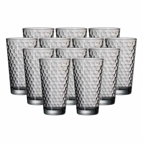 Ritzenhoff & Breker Favo Longdrinkgläser 12er Set - Longdrinkgläser mit 400 ml Volumen und moderner Wabenstruktur – ideal für Cocktails und Säfte, pflegeleicht und spülmaschinengeeignet.