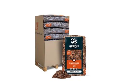 GALAMIO Pinienrinde Mittel - 13 Stück auf Palette - Rindenmulch für Garten und Landschaftsbau, ideal zur Unkrautbekämpfung und Feuchtigkeitsspeicherung.