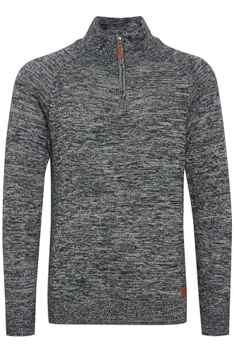 Blend BHDanovan Herren Strickpullover Troyer Feinstrick Pullover mit Troyerkragen Reißverschluss Rippbündchen Baumwollmischung Regular fit, Größe:XL, Farbe:Navy (70230)