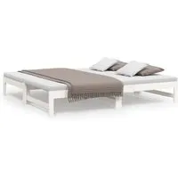 vidaXL Ausziehbares Tagesbett Weiß 90x190 cm aus Kiefernholz - Vielseitiges Bett und Sofa in einem, aus stabilem Kiefernholz für Langlebigkeit. Ideal für Übernachtungsgäste und platzsparend.