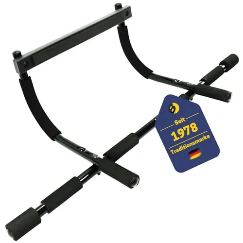 Best Sporting 4-in-1 Klimmzugstange - Multifunktions Tür-Reck für Klimmzüge, Liegestütze und Dips - einfache Montage ohne Bohren, belastbar bis 100 kg für effektives Training zu Hause.