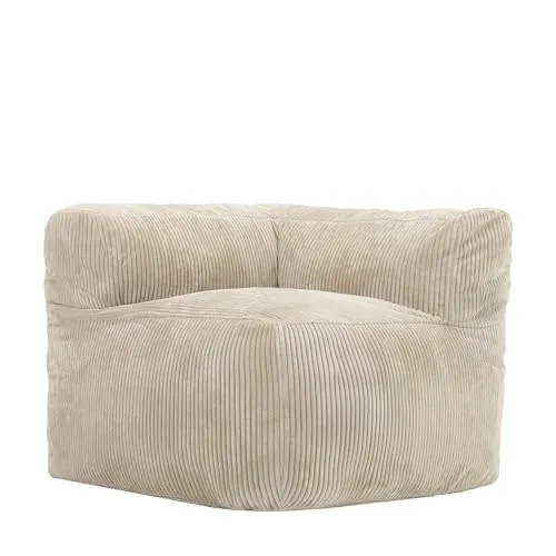 icon Sitzsack Modulares Ecksessel „Zen“ aus Cord - Sitzsäcke für Wohnzimmer und Schlafzimmer, flauschig und wasserfest, mühelose Montage ohne Werkzeuge, erweiterbar mit zusätzlichen Sofaelementen.