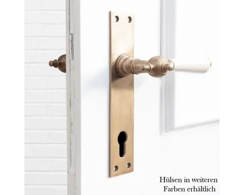 Antikas Türbeschlag Drückergarnitur für Haustüren-Langschild-Porzellangriff, PZ92, Messing