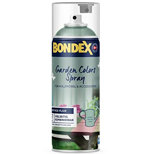 Bondex Garden Colors Spray Harmonisches Grün 0,4 L für 4 m² | Vintage-Flair für Möbel & Accessoires | Schütteln & Sprühen | Seidenmatt | Sprayfarbe