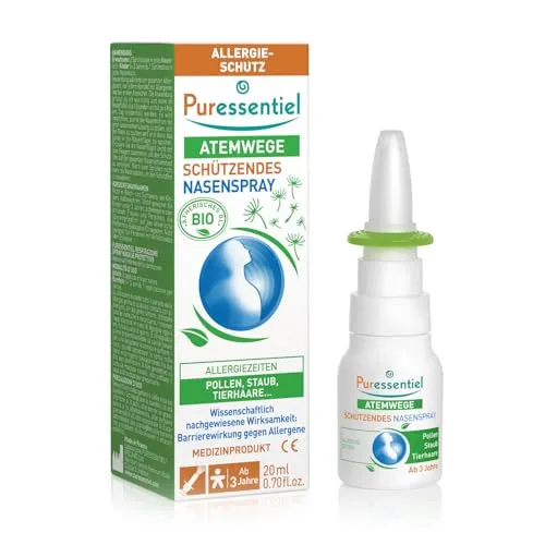 Puressentiel Schützendes Allergie-Nasenspray mit Ätherischen Ölen 20 ml | Medizinprodukt: Beugt den Symptomen der allergischen Rhinitis gegen Pollen, Staub und Tierhaare vor. Ab 3 Jahren.