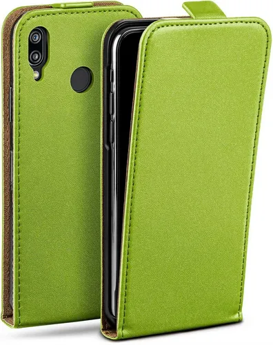 moex Handyhülle für Huawei P20 Lite Hülle Klappbar Flip Case Grün 5,84 Zoll, 360 Grad Schutz Handytasche Leder Optik PU Lederhülle Cover Klapphülle