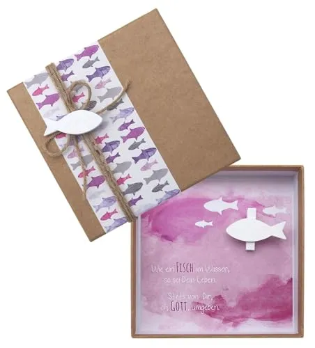 ZauberDeko Geldgeschenk Verpackung Mauve Lila Fisch Weiß Kommunion Konfirmation Gutschein Geschenkidee