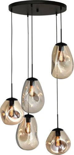 masterlight Pendelleuchte Lava 5-flammig in Gold, 60x60cm – Exklusive Hängelampe - Elegante Pendelleuchte Lava 5-flammig aus handgefertigtem Glas in Gold. Ideal für stilvolle Räume, sorgt für eine besondere Lichtatmosphäre und lässt sich individuell anpassen.