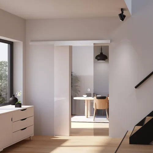 Tür Schiebetür Glas klar 880x2035 Glasschiebetür Zimmertür  -  Griffmuschel