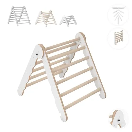 MAMOI® Indoor Klettergerüst. Kletterdreieck aus Holz. Kletterspielzeug für Kinder. Kletterturm. Kletterbogen. Montessori Spielzeug in Form eines Klettergerüsts