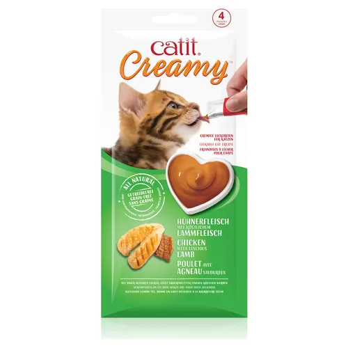 Catit Creamy Huhn & Lamm 4er-Pack, Katzensnack, NEU