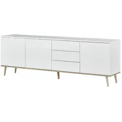 finori Sideboard Göteborg 200 cm – Elegante Anrichte in Weiß mit Sonoma Eiche