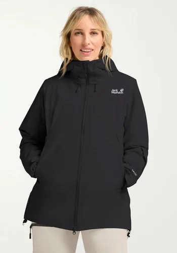 Jack Wolfskin Flowline Pro 2L INS Jacket W black (6000) S - Funktionsjacke für Damen, isoliert mit TEXATHERM CORE aus recyceltem Material, wind- und wasserdicht, ideal für Outdoor-Aktivitäten bei jedem Wetter.