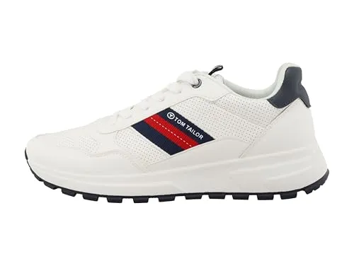 Tom Tailor Skater Sneaker in Weiß, Größe 46 - Sneaker in Weiß aus glattem Kunstleder, sportlich und bequem mit gepolstertem Einstieg und weichem Wechselfußbett. Ideal für lässige Freizeitlooks und Alltag.