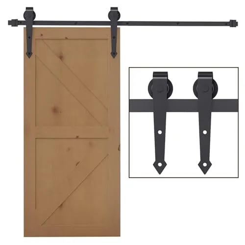 HOMCOM 200 cm Schiebetür Komplettset Schiebetürbeschlag mit Bodenführung, Schiebetür Laufschiene, Laufrollen Schiebetürsystem für Holztür, Glastür, Tafeltür