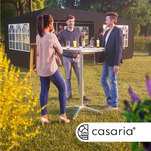 Casaria® 2in1 Stehtisch Klappbar, Höhenverstellbar 70 cm / 115 cm - Bartisch für die Terrasse, höhenverstellbar und klappbar, ideal für Partys und Gartenfeiern, wetterfest und pflegeleicht aus robustem Aluminium.