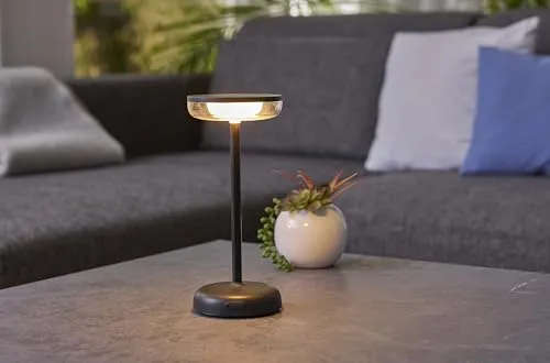 Northpoint LED Solar Tischlampe Tischleuchte mit Akku Cocktaillampe USB-C stufenlos dimmbar wetterfest Outdoor (schwarz)