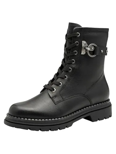Tamaris Damen Stiefel Schwarz 39 – Urbaner Chic - Stylische Damenstiefel mit robustem Look und weichem, anpassungsfähigem Fußbett. Ideal für Herbstspaziergänge und den urbanen Alltag. Praktische Schnürung und Reißverschluss kombinieren Funktionalität und Mode.