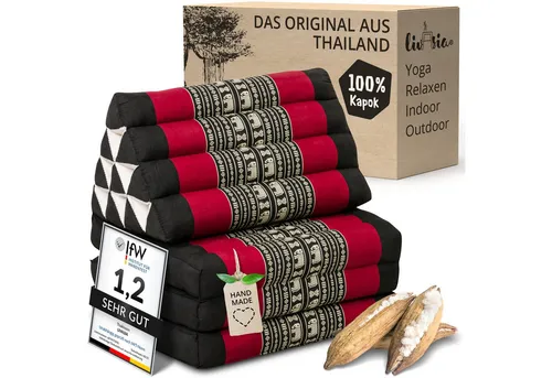 livasia Sitzsack Thaikissen 3 Auflagen (Classic) vegan und handgefertigt, 175x50x8cm, Kapok