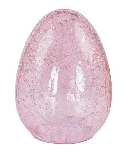 Levandeo® LED Dekolicht, LED Osterei H16cm Rosa Glas Dekolampe Timer Osterdeko Tischlampe