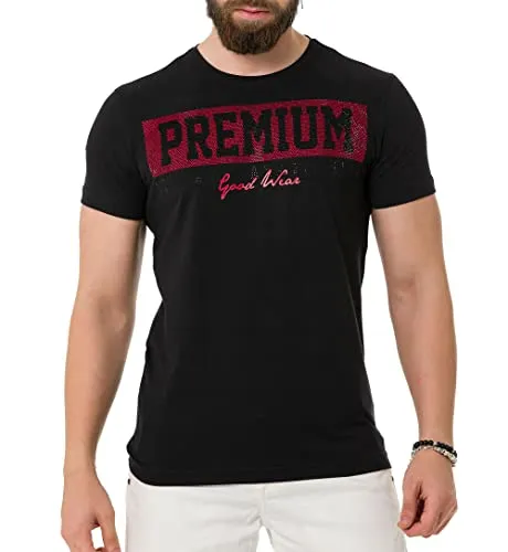 Cipo & Baxx Herren Strasssteine Print T-Shirt Kurzarm - Stylisches T-Shirt für Herren mit einzigartigem Strasssteine Brustprint, aus hochwertiger Baumwolle und ideal für lässige Looks.