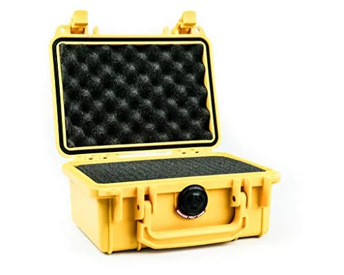 PELI 1120 Professioneller Koffer für Optische und Elektronische Instrumente, IP67 Wasserdicht, 2L Volumen, Mit Schaumstoffeinlage (Anpassbar), Gelb