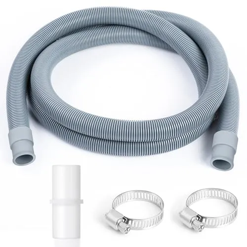 AiQInu Ablaufschlauch Verlängerung für Waschmaschinen 2M x20mm,Universal Waschmaschinenschlauch verlängerung, Ablaufschlauch Geschirrspüler Set inkl Schlauchverbinder und Schlauchschellen